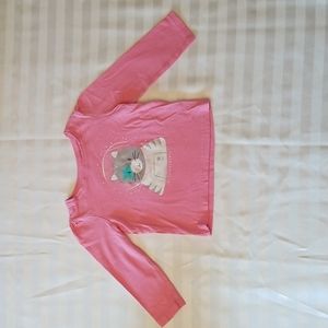 Toddler Girl Pink Long Sleeve Top with Cat Graphic